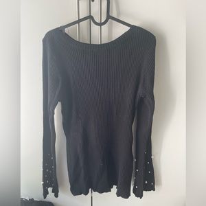 Black Sweater Shirt w/ Pearls